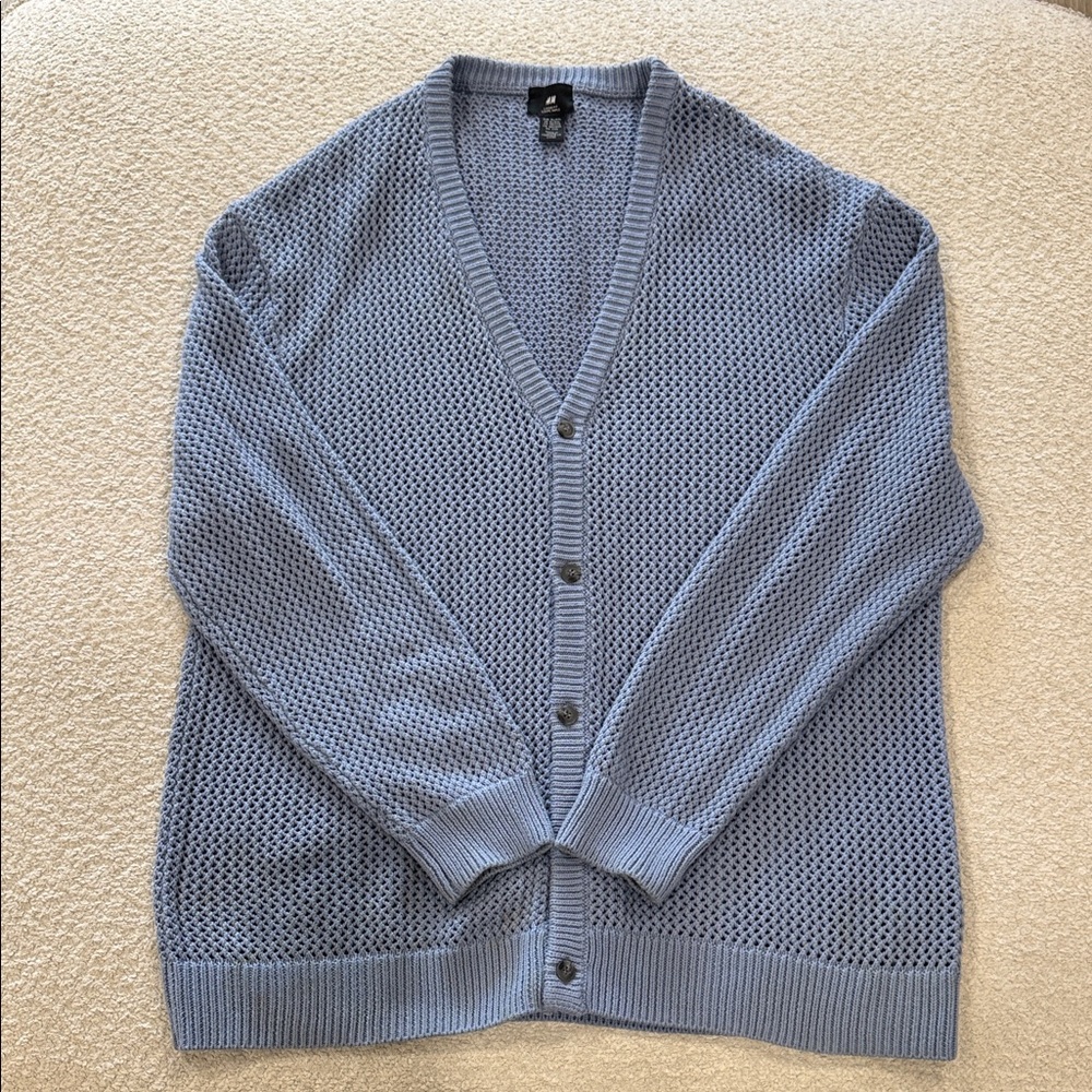 H&M Men's Light Blue Cardigan Sweater